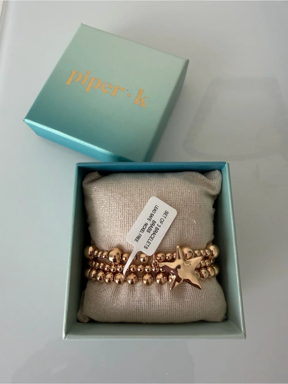 Piper k gold Star Bead Bracelet Set